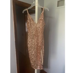 Champagne sequined AKIRA dress